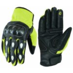 GUANTES MOTORISTAS EN PIEL VERANO MALLA Y FIBRA DE CARBONO 207 - NEGRO/FLUOR