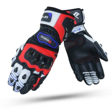 GUANTES MOTORISTAS EN PIEL CABRA DE ALTA CALIDAD VERANO DEGEND GP-2 - NEGRO/ROJO/AZUL/BLANCO
