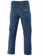 PANTALÓN TEJANO FLEX UNISEX CON REFUERZOS -Tejido Kewlar y Protecciones C.E desmontables- AZUL SHORT - Imagen 2