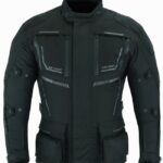 CHAQUETA DE MOTO TITAN NEGRA EN CORDURA CUATRO ESTACIONES  TRICAPA TIPO 3/4  CON PROTECCIONES C.E., IMPERMEABLE, UNISEX
