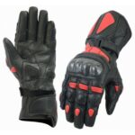 GUANTES MOTORACING DE PIEL CON PROTECCIONES FIBRA CARBONO K2 - NEGRO/ROJO