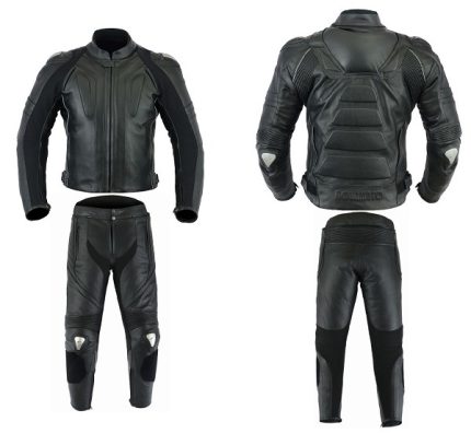 MONO DE CUERO DOS PIEZAS CON PROTECCIONES TPR Y TITANIO 166/151 - NEGRO