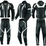 MONO DE CUERO DOS PIEZAS CON PROTECCIONES TPR Y TITANIO 166/151 - NEGRO/BLANCO