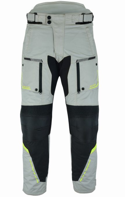 PANTALÓN DE MOTO OCEANO 4SEASON CUATRO ESTACIONES TRICAPA IMPERMEABLE TRANSPIRABLE - PLATA/NEGRO/FLUOR