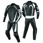 MONO DE CUERO UNA PIEZA AIR LINK CON PROTECTORES DE TITANIO - NEGRO/BLANCO