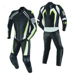 MONO DE CUERO UNA PIEZA AIR LINK CON PROTECTORES DE TITANIO - NEGRO/BLANCO/FLUOR