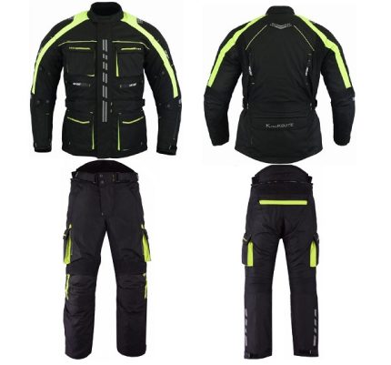 MONO DE CORDURA MOTORISTAS DOS PIEZAS IMPERMEABLE UNISEX ATENEA ARES - NEGRO/FLUOR