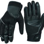GUANTES EN PIEL MOTORISTA VERANO MALLA CON PROTECCIONES LOBO - NEGRO