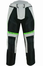 PANTALÓN DE MOTO PERFORADO DE VERANO UNISEX PROTECCIONES CE EFECTO PLATA/BLANCO/FLUOR - Imagen 2