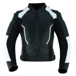 CHAQUETA DE CUERO CON PROTECTORES TPR TITANIO Y JOROBA/ JF 17 C BLANCA NEGRA - Imagen 2