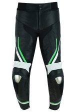 PANTALÓN DE CUERO PARA MOTORISTA CON PROTECCIONES DE TITANIO JF 17 P - NEGRO/BLANCO/VERDE - Imagen 2
