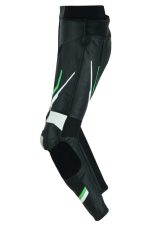 PANTALÓN DE CUERO PARA MOTORISTA CON PROTECCIONES DE TITANIO JF 17 P - NEGRO/BLANCO/VERDE - Imagen 3