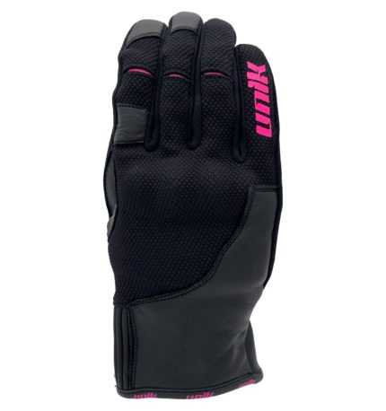 GUANTES DE VERANO MOTORISTAS EN PIEL MALLA UNIK MUJER C-96 - NEGRO/ROSA