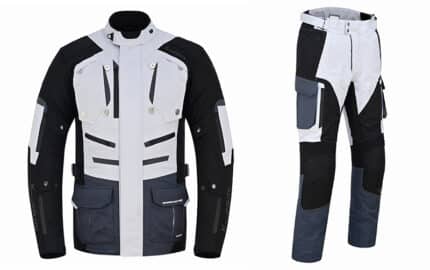TRAJE SATURNO CHAQUETA Y PANTALÓN ADVENTURE/TOURING ALL SEASON C.E. HOMOLOGADO - NEGRO/GRIS/PLATA