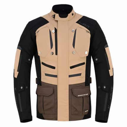 CHAQUETA MOTORISTA TEXTIL ADVENTURE TOURING 3/4 ALL SEASON - NEGRO/KHAKI CAMELLO